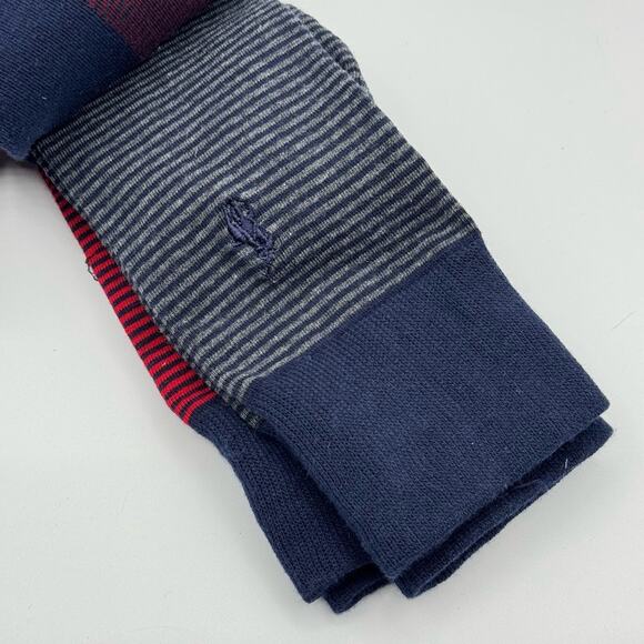 Polo Ralph Lauren Crew Navy Blue Red Striped 3 Pairs Combed Cotton Socks Men’s - Picture 4 of 6